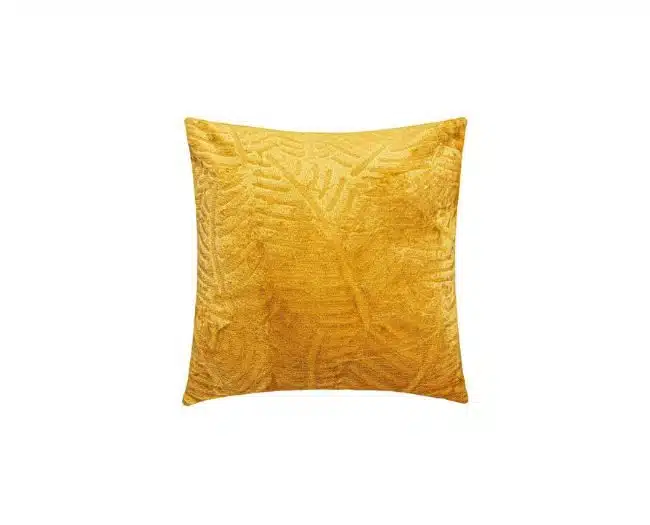 location coussin carré jaune ocre velours